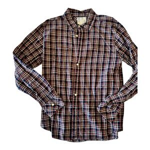 Billy Reid Plaid Check Rugged Buttondown – XL (Navy/Red/White)